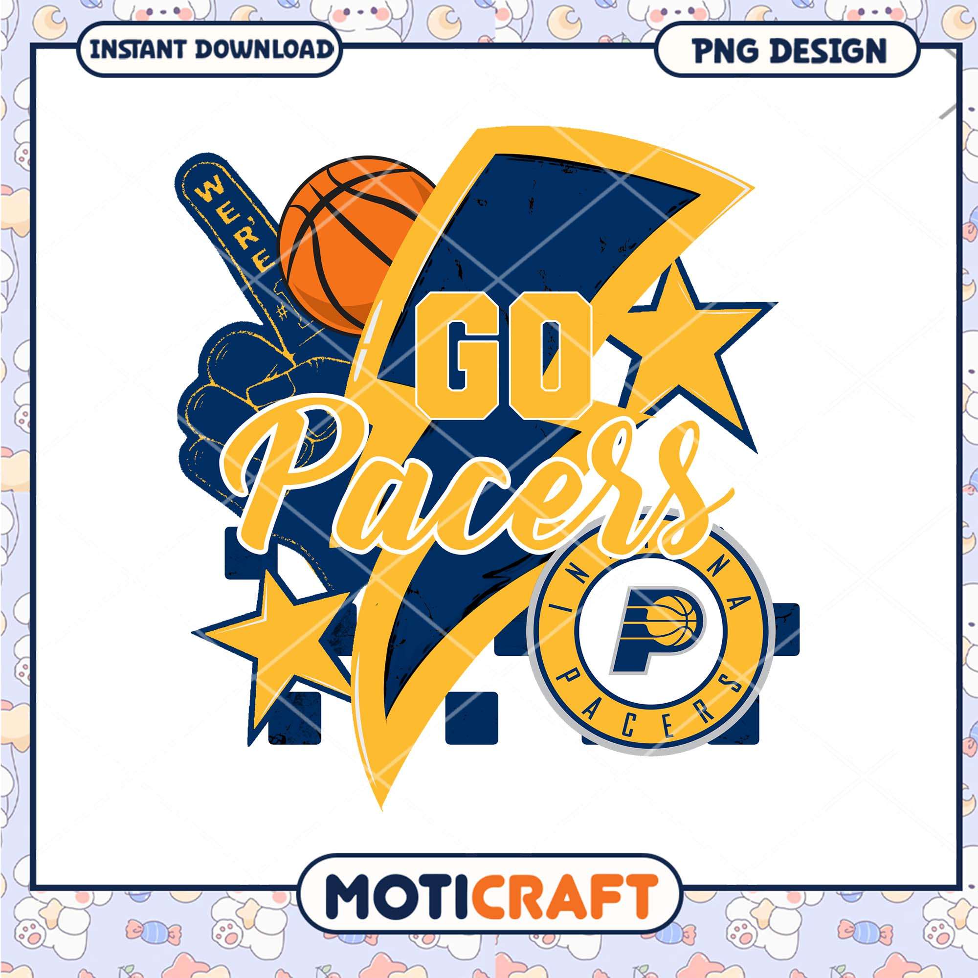 Go Pacers Basketball PNG Design Instant Download Art Go Pacers Basketball PNG Design Instant Download Art