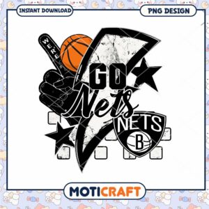 Go Nets Basketball PNG Design Instant Download Art Print