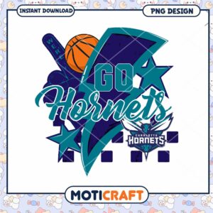 Go Hornets Basketball PNG Design for Instant Download Art