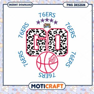 Go 76ers Leopard Print PNG Design