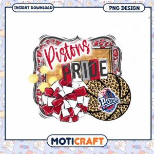 Detroit Pistons Pride Cheer Pom PNG Instant Download Design