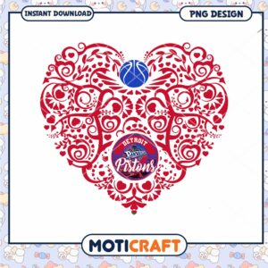 Detroit Pistons Heart PNG Design