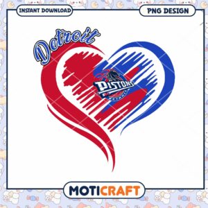 Detroit Pistons Heart PNG Design Instant Download Art