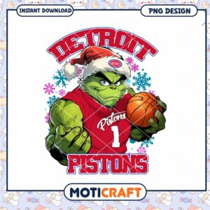 Detroit Pistons Grinch PNG Basketball Design for Fans