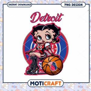 Detroit Pistons Betty Boop PNG Design