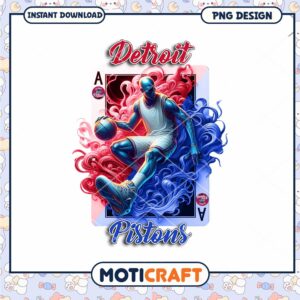 Detroit Pistons Basketball Art PNG Instant Download Design