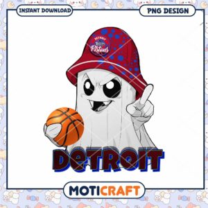 Detroit Ghost Basketball PNG Design Instant Download Art