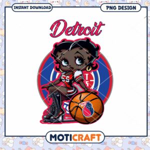 Detroit Basketball Girl PNG Design for Instant Download
