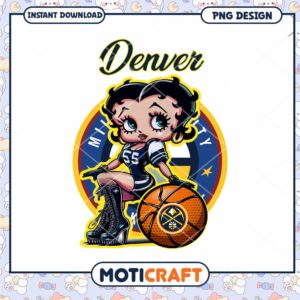 Denver Basketball Girl PNG Design for Instant Download Art