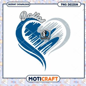 Dallas Mavericks Heart PNG Design Instant Download Art