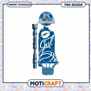 Dallas Mavericks Girl Basketball PNG Design Instant Download