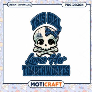 Cute Skull Girl Loves Timberwolves PNG