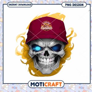 Cleveland Cavaliers Skull Design PNG Instant Download Art