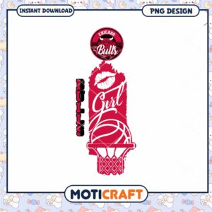 Chicago Bulls Girl Basketball PNG Digital Download Art