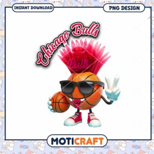 Chicago Bulls Cartoon PNG Design for Instant Download