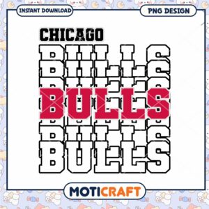Chicago Bulls Bold Text Design PNG Instant Download Art