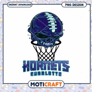 Charlotte Hornets Skull Basketball PNG Design Downloadable Art