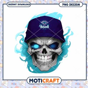 Charlotte Hornets Skull Design PNG Instant Download Art