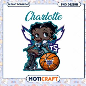 Charlotte Hornets PNG Design Cute Basketball Girl Art