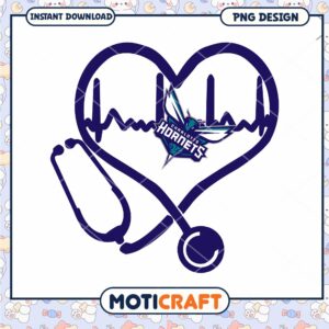 Charlotte Hornets Heartbeat Stethoscope PNG Design Download