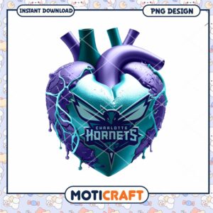 Charlotte Hornets Heart PNG Design Instant Download Art
