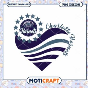 Charlotte Hornets Heart Design PNG Instant Download Art