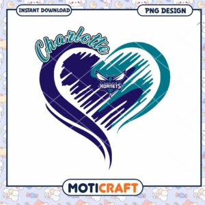 Charlotte Hornets Heart PNG Design for Sports Fans