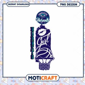 Charlotte Hornets Girl PNG Basketball Design Instant Download