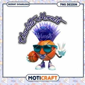 Charlotte Hornets Fun Basketball PNG Design for Download