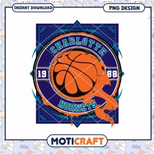 Charlotte Hornets Basketball PNG Design Instant Download Art