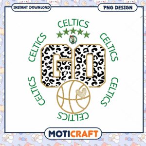 Celtics Go Leopard Print PNG Design