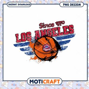 Los Angeles Clippers Retro Basketball PNG Design Download