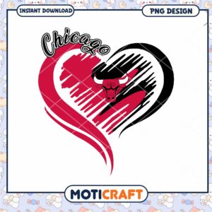 Chicago Bulls Heart PNG Design Instant Download Art