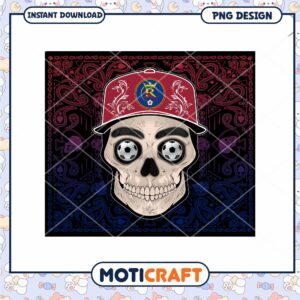 Sporty Skull Design with Soccer Elements PNG Download