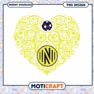 Soccer Heart Monogram PNG Design Instant Download