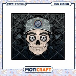 Skull Design with Soccer Balls Instant Download PNG Art