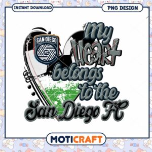 San Diego FC Love Heart PNG Design for Instant Download