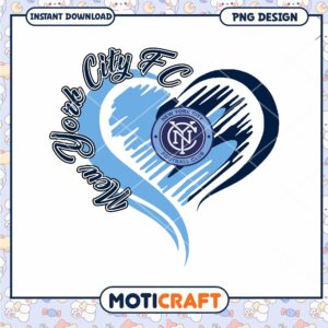New York City FC Heart Design PNG Instant Download Graphic
