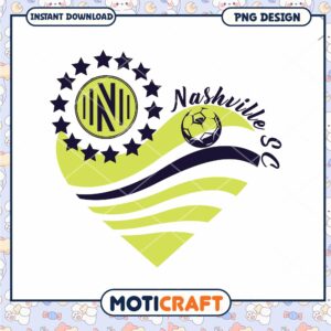 Nashville SC Soccer Heart PNG Design