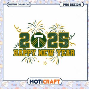Happy New Year 2025 PNG Design with Fireworks Theme