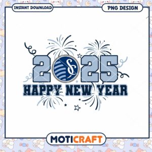 Happy New Year 2025 PNG Design with Fireworks Download