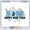 Happy New Year 2025 PNG Design with Fireworks Background