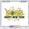 Happy New Year 2025 PNG Design with Fireworks Burst