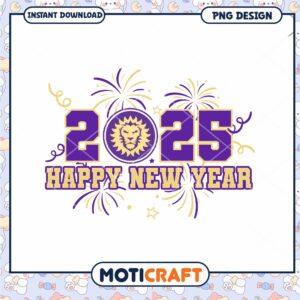 Happy New Year 2025 Lion Fireworks PNG Design Download