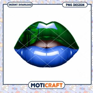 Green Blue Lips PNG Design Instant Download