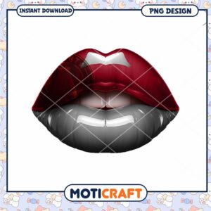 Glossy Red Lips PNG Design Instant Download
