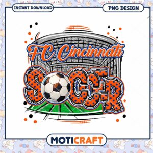 FC Cincinnati Soccer Instant Download PNG Design Graphic