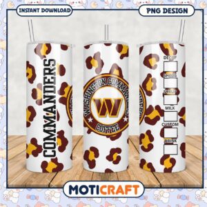 Washington Commanders Coffee Tumbler PNG, Custom Leopard Print Design