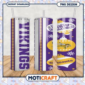 Vikings Tumbler Holiday Design, Perfect for Fans and Gifts