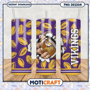 Vikings Football Tumbler Cup Design, Perfect for Game Day Cheers